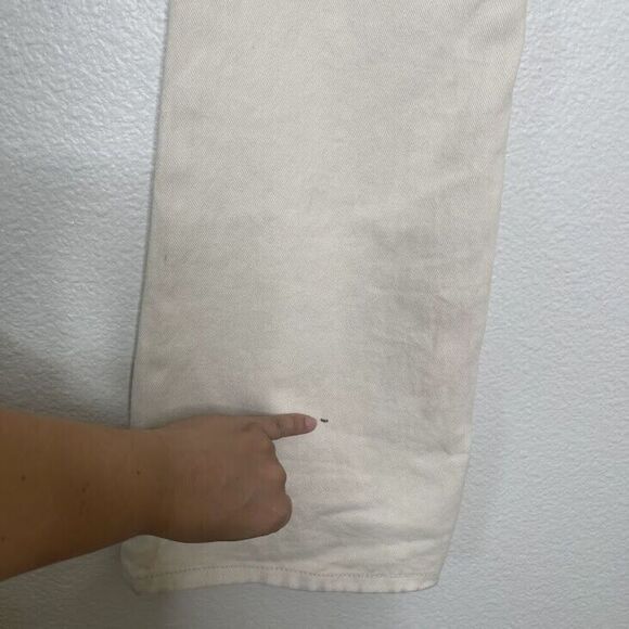 Brandy Melville Jeans Galt Small 26 Flared Cream Bootcut 100% Cotton Denim NEW - Picture 12 of 14